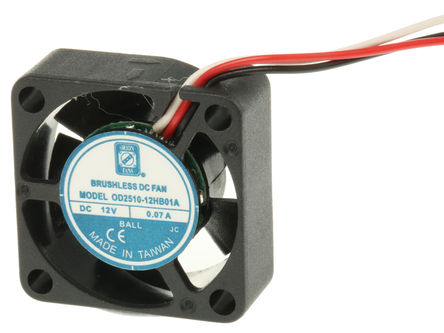 RS Pro - OD2510-12HB01A - RS Pro OD2510 ϵ 0.84W 12 V ֱ  OD2510-12HB01A, 4.6m3/h, 12000rpm, 25 x 25 x 10mm		