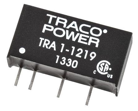 TRACOPOWER - TRA 1-1219 - TRACOPOWER TRA 1 ϵ 1W ʽֱ-ֱת TRA 1-1219, 10.8  13.2 V ֱ, 9V dc, 110mA, 1kV dcѹ, 86%Ч, SIPװ		