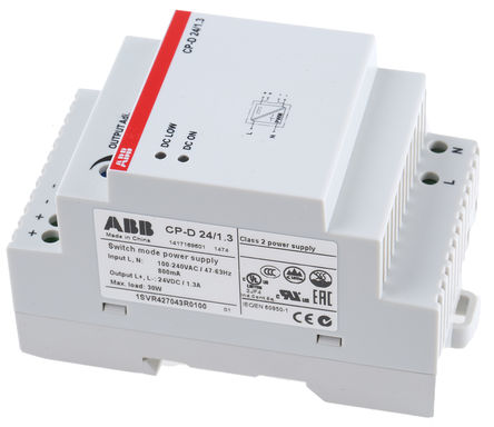 ABB - 1SVR427043R0100 - CP-D 24/1.3 - ABB CP-D ϵ 30W ģʽ DIN 尲װԴ 1SVR427043R0100 - CP-D 24/1.3, 83%Ч, 240V ac, 1.3A, 24V dc 24V dc/		