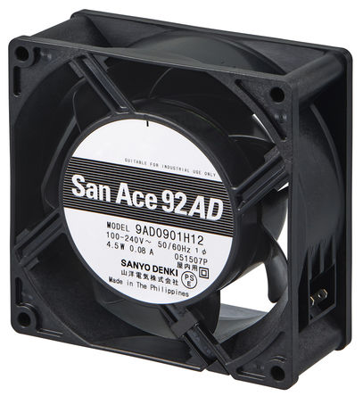 Sanyo Denki - 9AD0901M121 - Sanyo Denki San Ace 92AD ϵ 3W 240 V  9AD0901M121, 70.8m3/h, 3100rpm, 92 x 92 x 38mm		