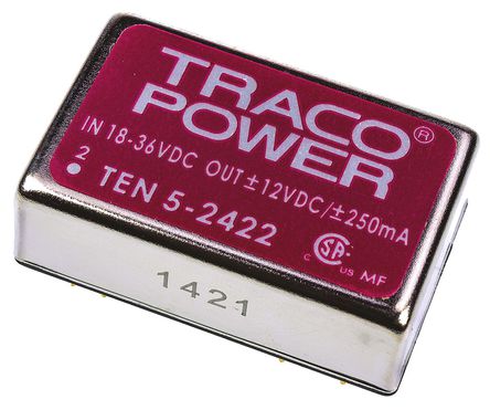 TRACOPOWER - TEN 5-2422 - TRACOPOWER TEN 5 ϵ 6W ʽֱ-ֱת TEN 5-2422, 18  36 V ֱ, 12V dc, 250mA, 1.5kV dcѹ, 86%Ч		