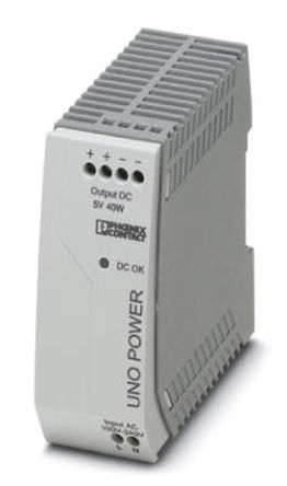 Phoenix Contact - 2904375 - Phoenix Contact UNO ϵ 40W ģʽ DIN Դ 2904375, >85%Ч, 264V ac, 8A, 5V dc 5V dc/		