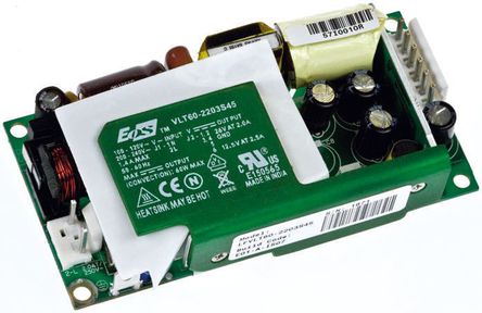 EOS - LFVLT60-1002 - EOS 60W  ǶʽģʽԴ SMPS LFVLT60-1002, 180  264 V ac, 90  132 V ac, 15V dc, 4A, 82%Ч, ʽװ		