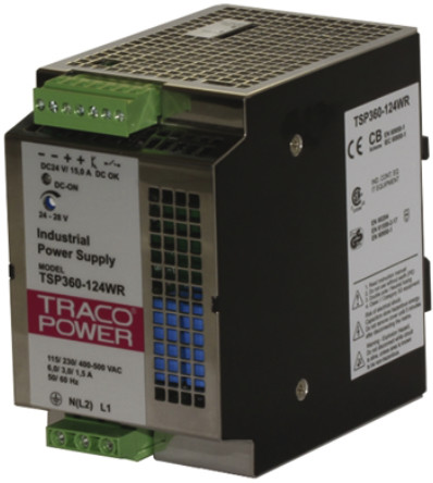 TRACOPOWER - TSP 600-124 EX - TRACOPOWER 600W ģʽ DIN 尲װԴ TSP 600-124 EX, 87%Ч, 132V ac, 25A, 28V dc 24V dc/		
