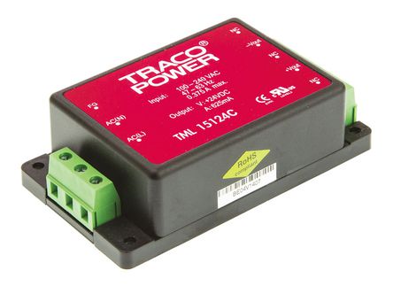 TRACOPOWER - TML 15124C - TRACOPOWER 15W  ǶʽģʽԴ SMPS TML 15124C, 85  264 V ac, 85  370 V dc, 24V dc, 625mA		