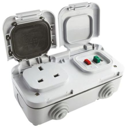 Theben / Timeguard - TPS204 - Theben / Timeguard Powerseal ϵ IP55 BS ׼ 13A ǳɫ ̼ RCD  TPS204, ť, 2 30mA,  150mm  74mm		