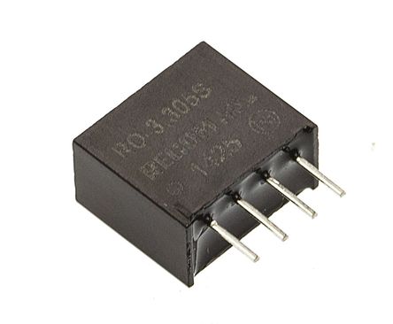 Recom - RO-3.305S - Recom RO ϵ 1W ʽֱ-ֱת RO-3.305S, 2.97  3.63 V ֱ, 5V dc, 200mA, 1kV dcѹ, 80%Ч, SIPװ		