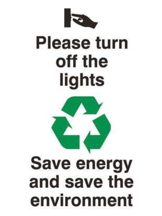 Signs & Labels - GSE03A/R - Signs & Labels GSE03A/R 1װ ɫ/ɫ/ɫ Ӣ “Turn Off Lights,“  ȫ־, 75 x 100mm		
