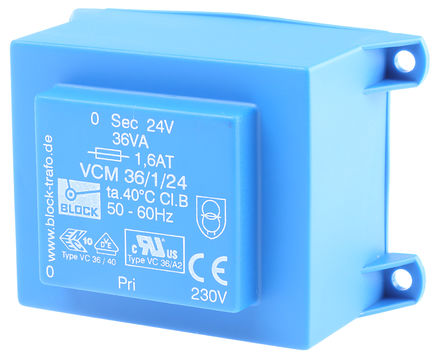 Block - VCM 36/1/24 - Block ͨ PCB ѹ VCM 36/1/24, 230V acѹ, 24V acμѹ, 36VA, 50  60 HzΧ		