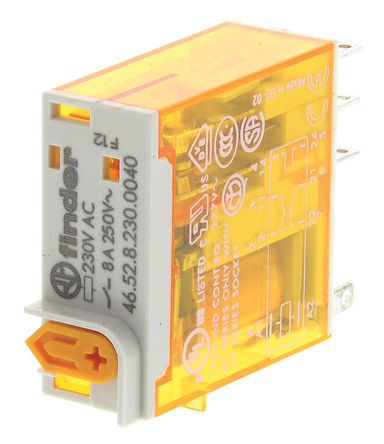 Finder - 46.52.8.230.0040 - Finder T14BH517BC ˫˫ ʽ Ǳ̵, 8 A, 230V ac		