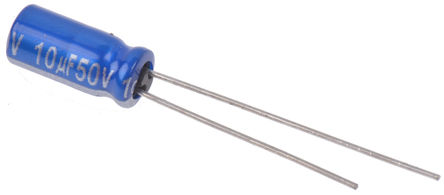 Panasonic - ECA1HAM100X - Panasonic AMX 系列 50 V 直流 10μF 通孔 铝电解电容器 ECA1HAM100X, 最高+85°C		