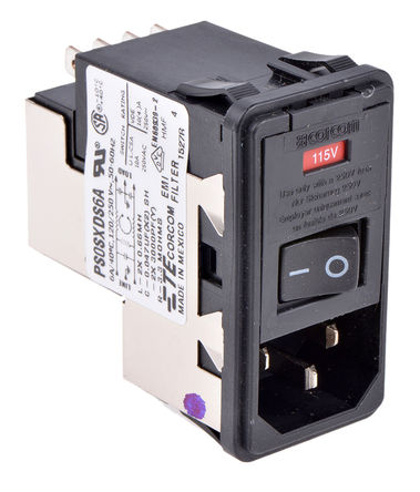 TE Connectivity - 6-6609107-7 - TE Connectivity Ƕʽ C14 IEC ˲ ͷ 6-6609107-7, 5 x 20mm۶, ζ˽, 6A, 120 V 250 V 		