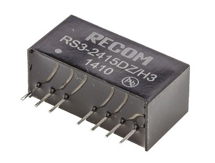 Recom - RS3-2415DZ/H3 - Recom RS3 ϵ 3W ʽֱ-ֱת RS3-2415DZ/H3, 9  27 V ֱ, 15V dc, 100mA, 3kV dcѹ, SIPװ		