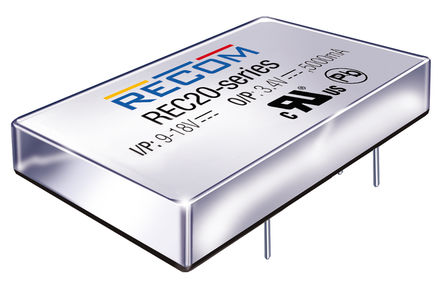 Recom - REC20-2412S - Recom REC20 ϵ 20W ʽֱ-ֱת REC20-2412S, 18  36 V ֱ, 12V dc, Maximum of 1.67A, 1.6kV dcѹ, 89%Ч		
