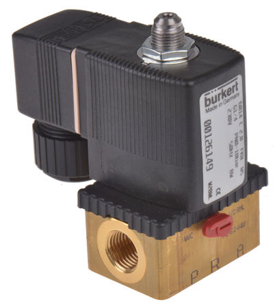 Burkert - 126149 - Burkert 6014 ϵ 3˿ ͭ ŷ 126149, 10 bar, 1/4in˿, NC, 230 V 		