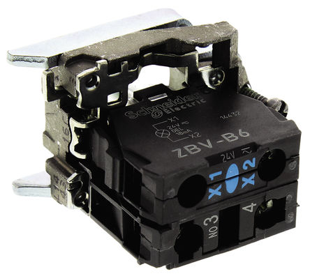Schneider Electric - ZB4BW0B61 - Schneider Electric XB4 ϵ Ӵ ZB4BW0B61, 1 , 24 V /ֱ, ɫ LED, ݶӶ		