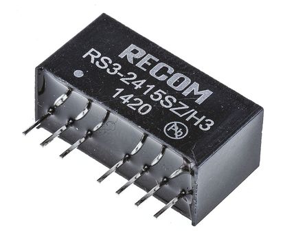 Recom - RS3-2415SZ/H3 - Recom RS3 ϵ 3W ʽֱ-ֱת RS3-2415SZ/H3, 9  27 V ֱ, 15V dc, 200mA, 3kV dcѹ, SIPװ		
