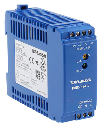 TDK-Lambda - DRB-50-24-1 - TDK-Lambda 50.4W DIN Դ DRB-50-24-1, 90%Ч, 264V ac, 2.1A, 28V dc 24V dc/		