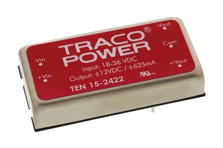 TRACOPOWER - TEN 15-2422 - TRACOPOWER TEN 15 ϵ 15W ʽֱ-ֱת TEN 15-2422, 18  36 V ֱ, 12V dc, 625mA, 1.5kV dcѹ, 86%Ч		