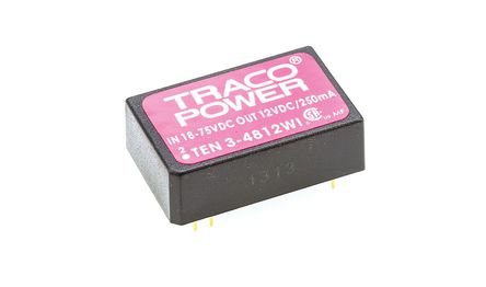 TRACOPOWER - TEN 3-4812WI - TRACOPOWER TEN 3WI ϵ 3W ʽֱ-ֱת TEN 3-4812WI, 18  75 V ֱ, 12V dc, 250mA, 1.5kV dcѹ, 83%Ч		