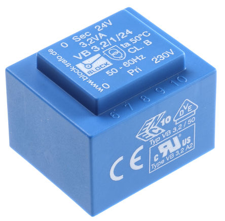 Block - VB 3,2/1/24 - Block ͨ PCB ѹ, 230V acѹ, 24V acμѹ, 3.2VA, 50  60 HzΧ		