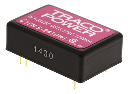 TRACOPOWER - TEN 5-2410WI - TRACOPOWER TEN 5WI ϵ 6W ʽֱ-ֱת TEN 5-2410WI, 9  36 V ֱ, 3.3V dc, 1.2A, 1.5kV dcѹ, 76%Ч		