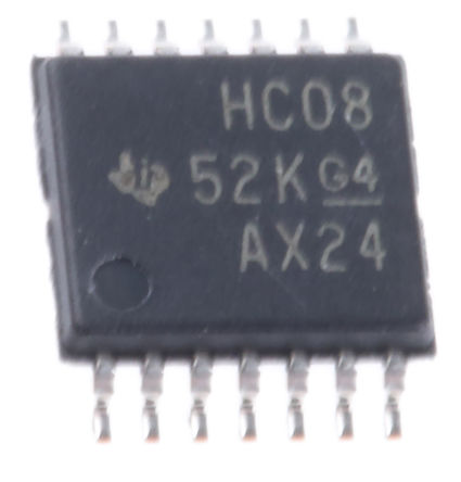Texas Instruments - SN74HC08PW - Texas Instruments SN74HC08PW 4 2 AND ߼, 5.2mA, 2  6 VԴ, 14 TSSOPװ		